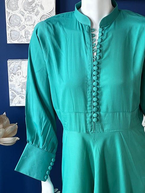 Green Flared Abaya Dress