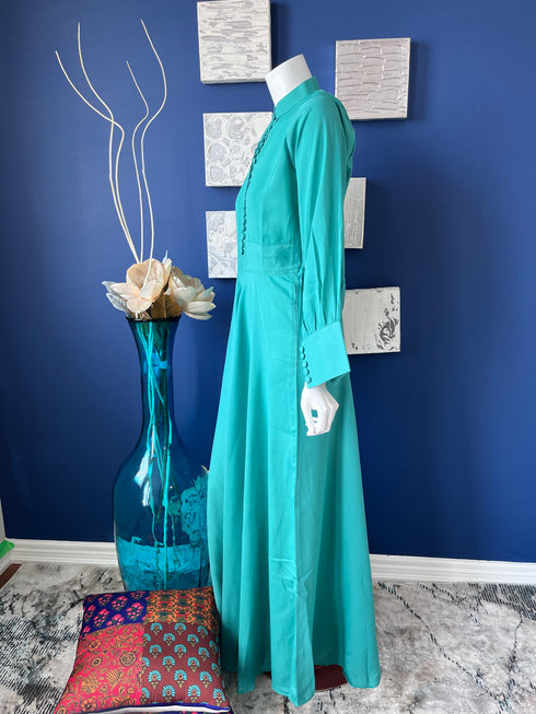 Green Flared Abaya Dress
