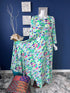 Green Printed Flared double layered Abaya Dress