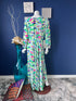 Green Printed Flared double layered Abaya Dress