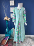 Green Printed Flared double layered Abaya Dress