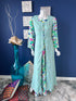 Green Printed Flared double layered Abaya Dress
