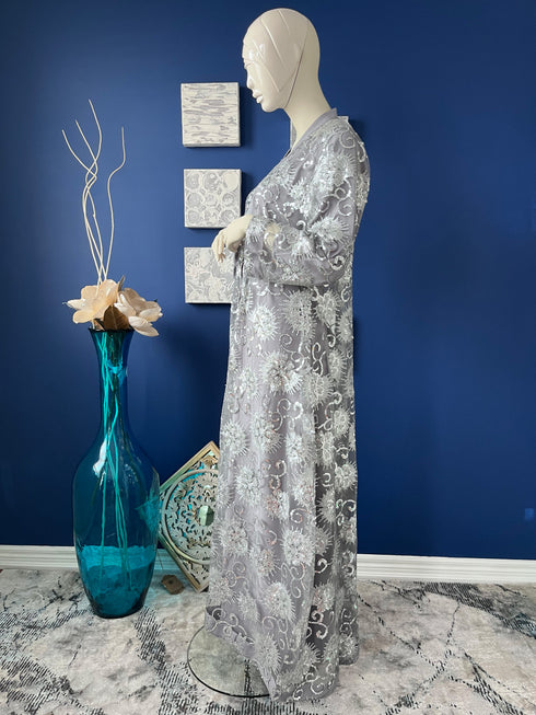 Gray Net Abaya