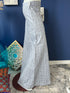 Elegant Ice blue High waist Flared Denim Long Skirt