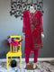 Hot Pink Full Embroidered Chiffon Three Piece