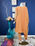 Orange Chiffon Embroidered Three Piece