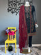Black Embroidered with Contrast Dupatta three piece