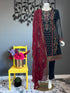Black Embroidered with Contrast Dupatta three piece