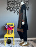 Black Embroidered with Contrast Dupatta three piece