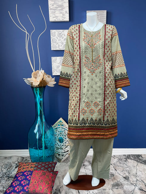 Embroidered Printed Lawn Three Piece