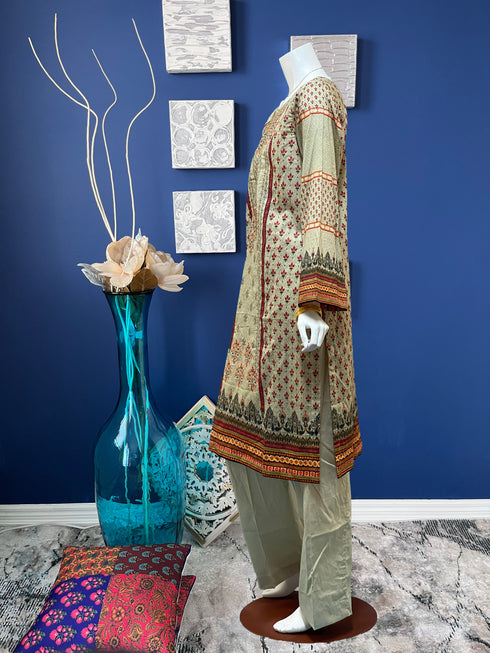 Embroidered Printed Lawn Three Piece