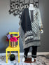 Black and Gray Embroidered Three Piece