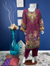 Viscose beads work Three Piece in Plum