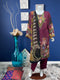 Viscose beads work Three Piece in Plum