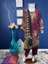 Viscose beads work Three Piece in Plum