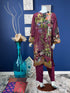 Viscose beads work Three Piece in Plum