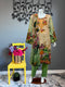 Lime Green Beads work Three Piece with Chiffon Dupatta