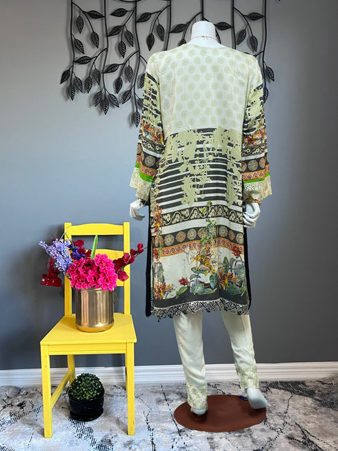 Light Green Chikankari Three Piece Suit