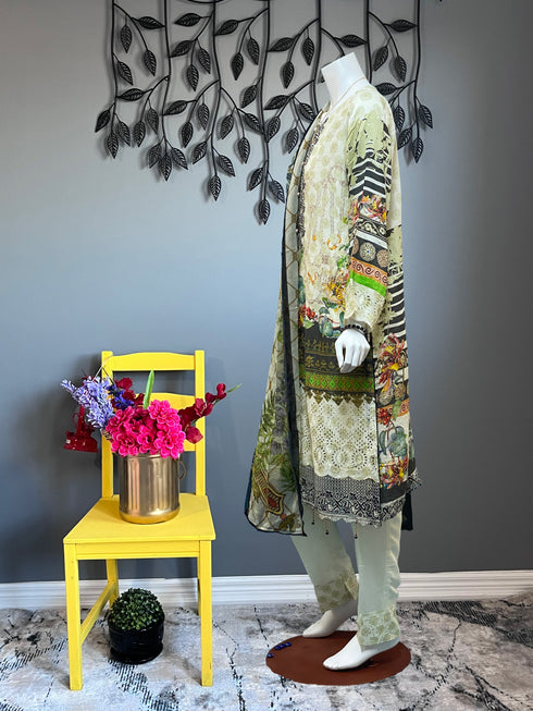 Light Green Chikankari Three Piece Suit