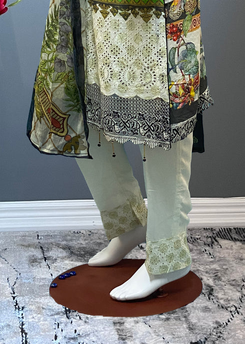 Light Green Chikankari Three Piece Suit
