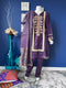 Embroidered Purple Three Piece