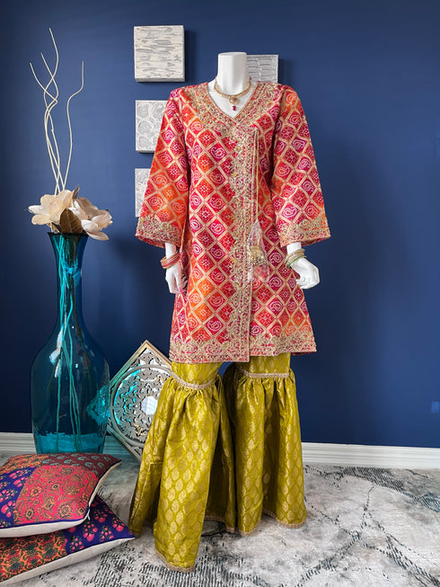 Banarsi Gharara with Embroidered Angarkha shirt