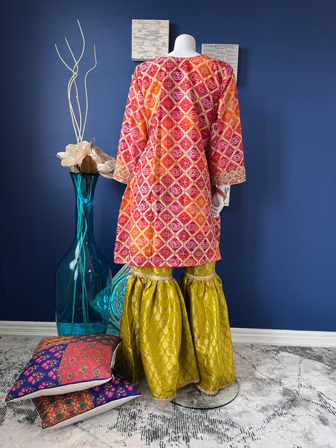 Banarsi Gharara with Embroidered Angarkha shirt