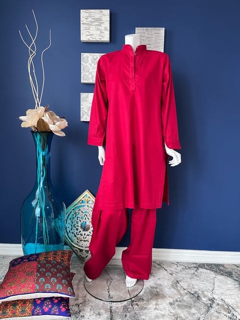 Hot pink Three piece with Koti