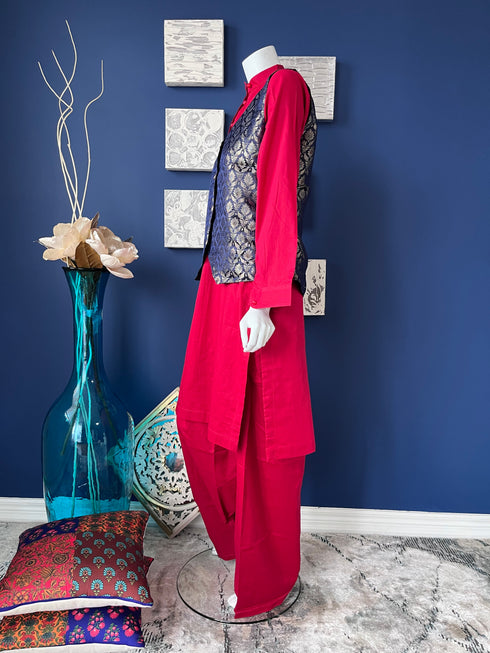 Hot pink Three piece with Koti