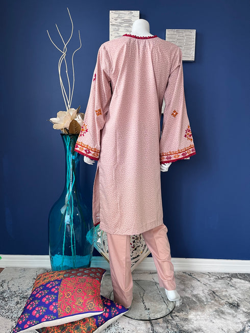 Mirror work Tea Pink Three Piece