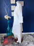 White A-line self print shirt with split neckline and side Pocket