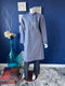 Blue with geometric print A-line shirt with split neckline button detailing