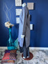 Blue with geometric print A-line shirt with split neckline button detailing