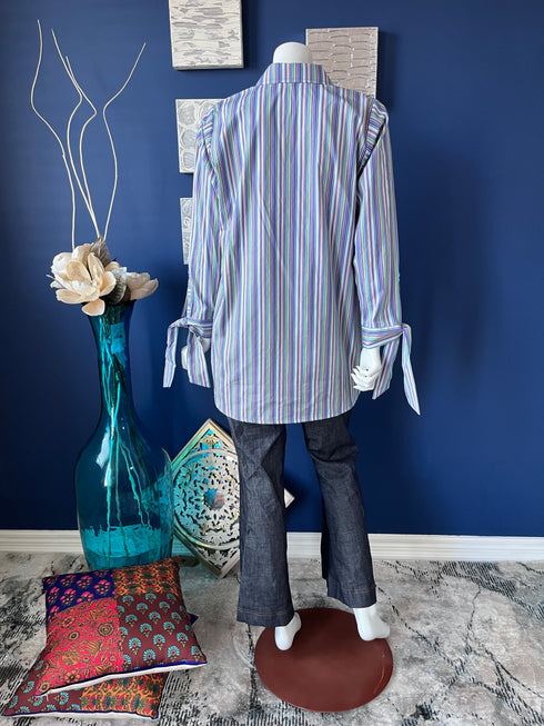 Multicolor Striped Short shirt with bow-tie cuffs
