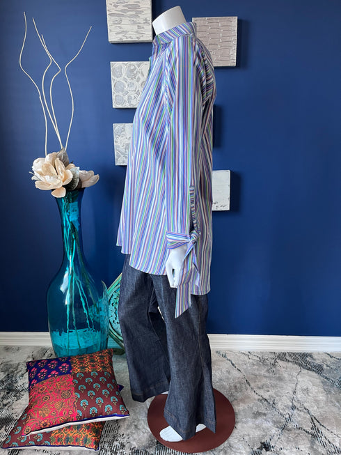 Multicolor Striped Short shirt with bow-tie cuffs
