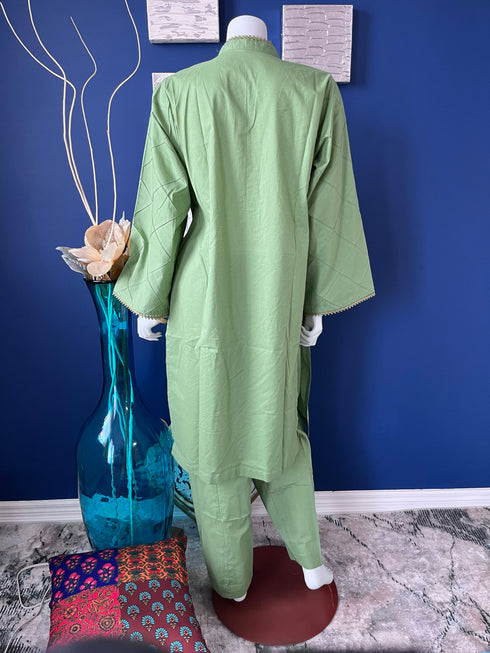 Pintuck front with lace details Kurti with Shalwar