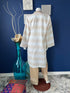 White and Beige Embroidered front Kurti