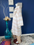 White and Beige Embroidered front Kurti