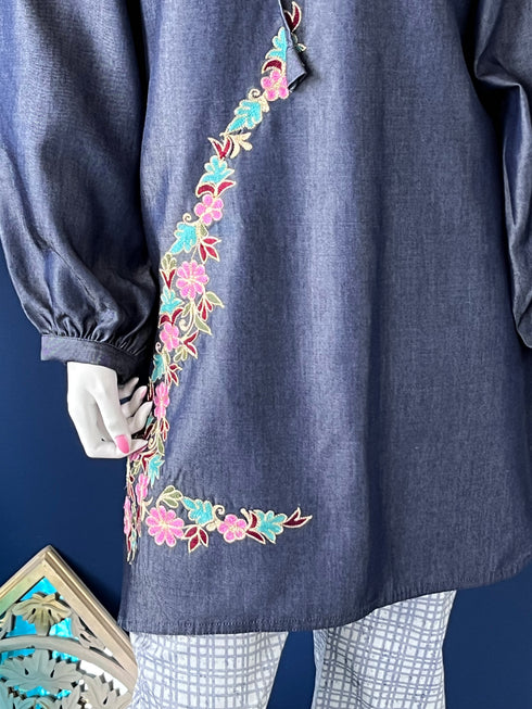 Denim Kurti with Embroidered front