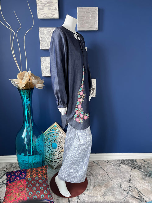 Denim Kurti with Embroidered front