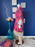 Pink Printed A-line long shirt with lace details on Neckline