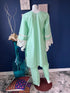 Bright Aquamarine Lace detailing Kurti with pants