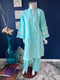 Ocean blue Lace detailing Kurti with pants