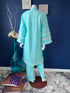 Ocean blue Lace detailing Kurti with pants