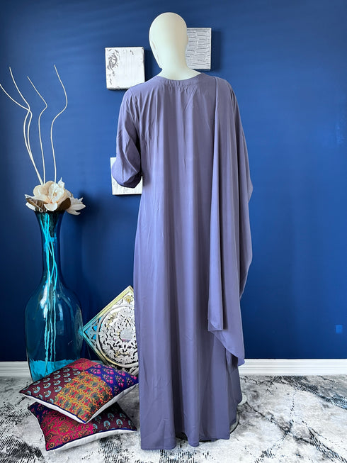 Flared Abaya with embroidered bunch