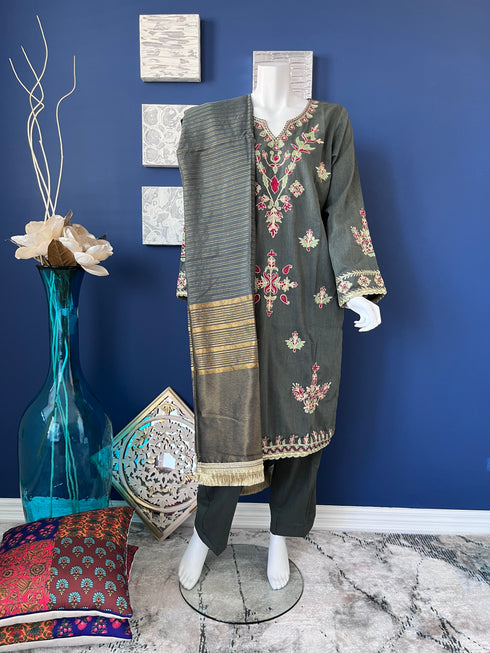 Balochi style embroidered Three piece