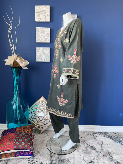 Balochi style embroidered Three piece