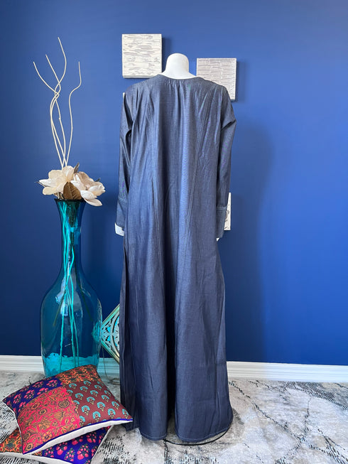 Denim Abaya with zipper neckline