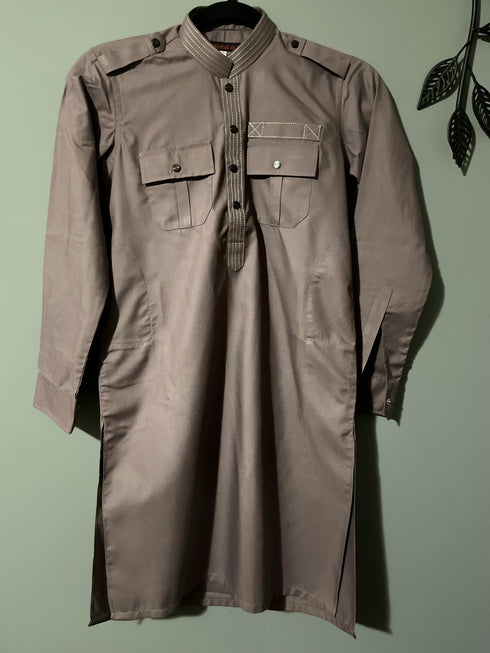 Boys' Rosy Brown Qameez Shalwar With Pockets