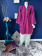 Hot Pink Mirror work A-line Kurti